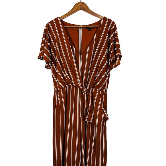 Lily Black Jumpsuit Strappy Stripe Short Sleeve - 10 - Picture 1 of 5